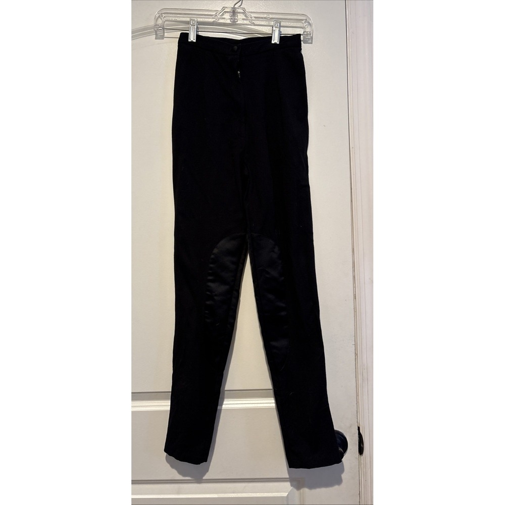 Betsy‎ Johnson Luxe P Equestrian Horse Riding Black Pants Satin Stretchy Zip 90s